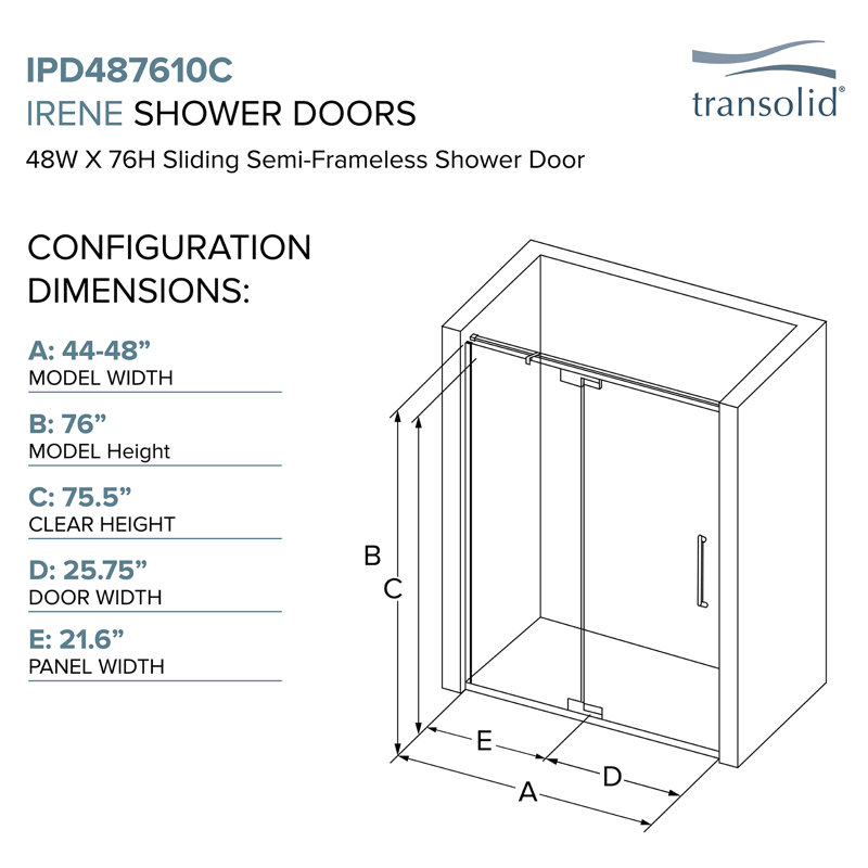 Matte Black 48" x 76" Pivot Shower Door with Clear Glass