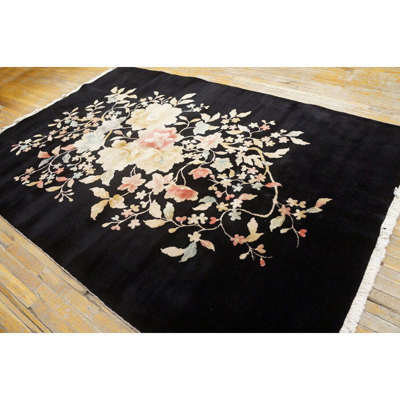 Antique Chinese Floral Knotted Rug