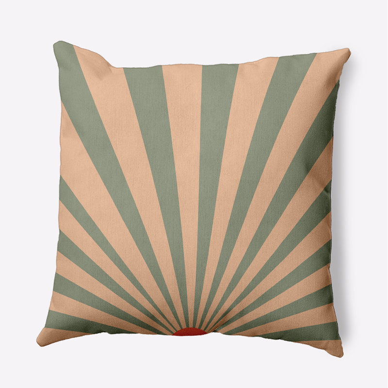 Coussin intérieur / extérieur Leafy Branch, H 16 po x l 16 po, Mousse / abricot géométrique