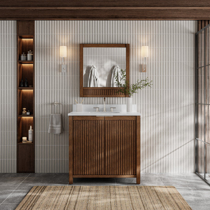 Through Lines 36" Single Bathroom Vanity, Brown