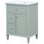 Meuble-lavabo 24 po avec lavabo, meuble-lavabo avec un tiroir rabattable et deux tiroirs, tablette réglable, bois massif et panneau de fibres à densité moyenne, vert