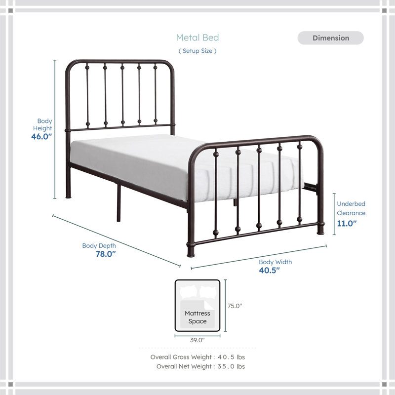 Ariste Metal Platform Bed, Twin