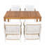 Ensemble de salle à manger d'extérieur 5 pièces en bois, table rectangulaire de 170 cm de long avec 4 chaises en rotin pour piscine, jardin, terrasse, style naturel