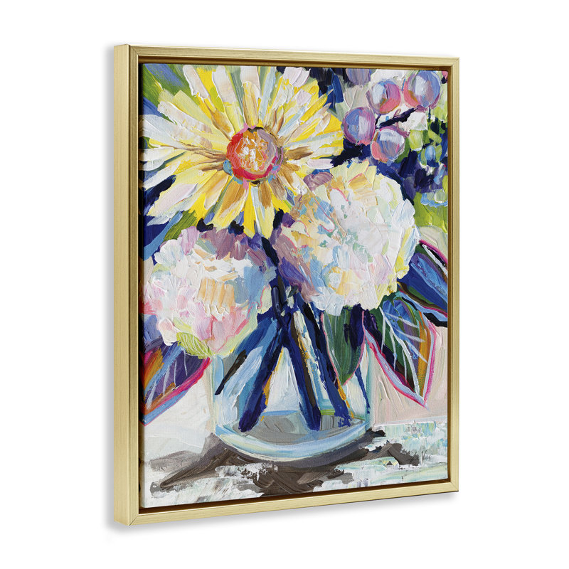  «Yearning Mixed Bouquet Floater», art mural par Jeanette Vertentes, H 21 po x l 17 po, Or