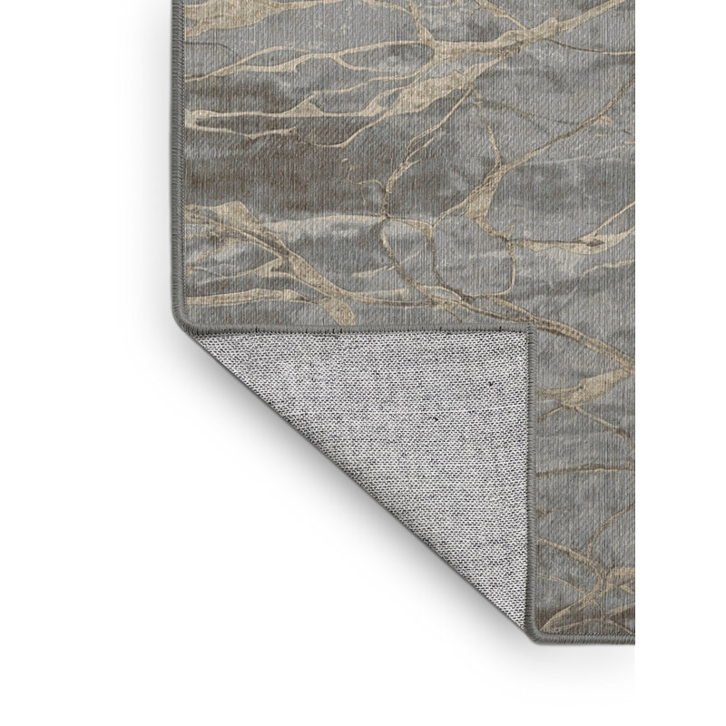 Machine Washable Gray Area Rug, Rectangle 5' x 7'