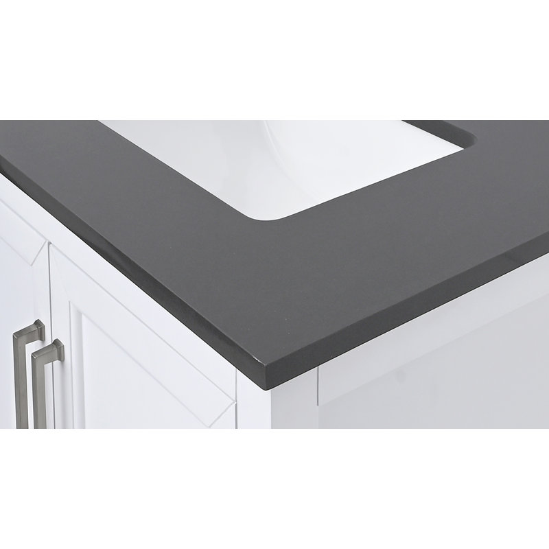 31'' Quartz Single Bathroom Vanity Top with Sink, Ural Gray