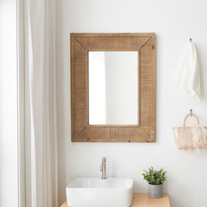 Rattan Wood Frame Accent Mirror