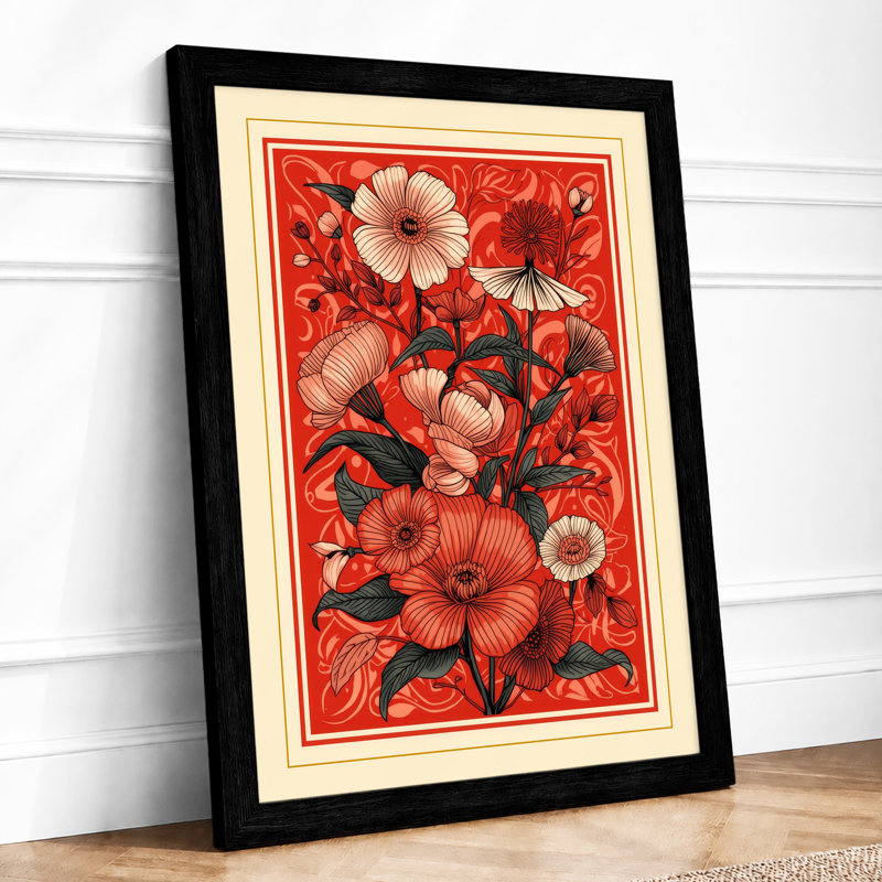Floral Abundance Botanical - Framed Print, A2 - 59.4 x 42.0 cm, Black