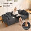 Fauteuil de lecture moderne capitonné avec coussin assorti, fauteuil confortable pour le salon, noir-136165876-136165877