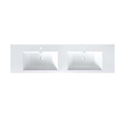 72" White Integrated Resin Sink For Double-sink Vanities