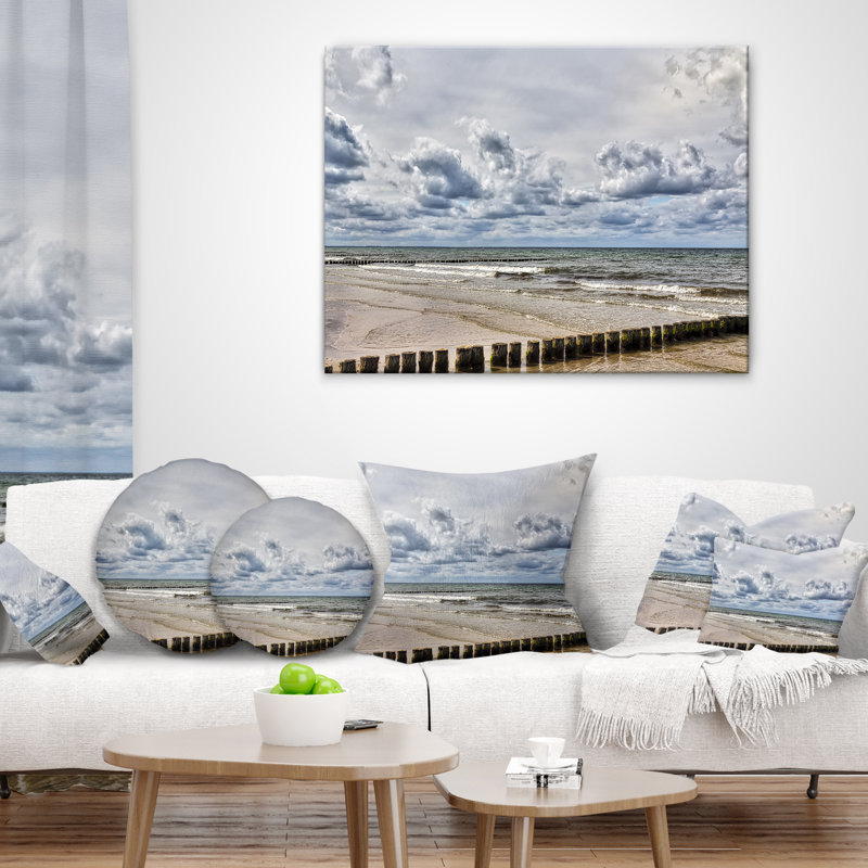 Temps orageux dans la mer d'Hiddensee - Oreiller imprimé Sea & Shore, 16 po x 1 po, Coussin décoratif