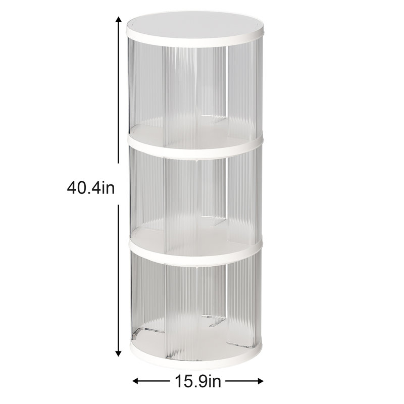 Bibliothèque rotative à 360°, Blanc, (3 tablettes) H 40,35 po x l 15,94 po x P 15,94 po