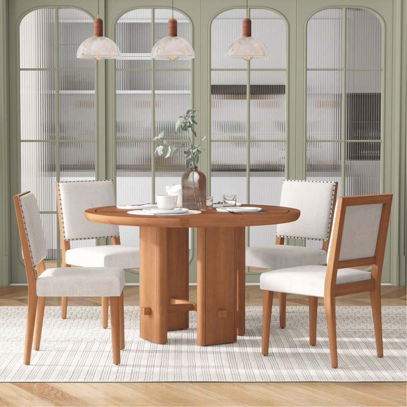 Ensemble de table de salle à manger 5 pièces pour 4 personnes, Brun