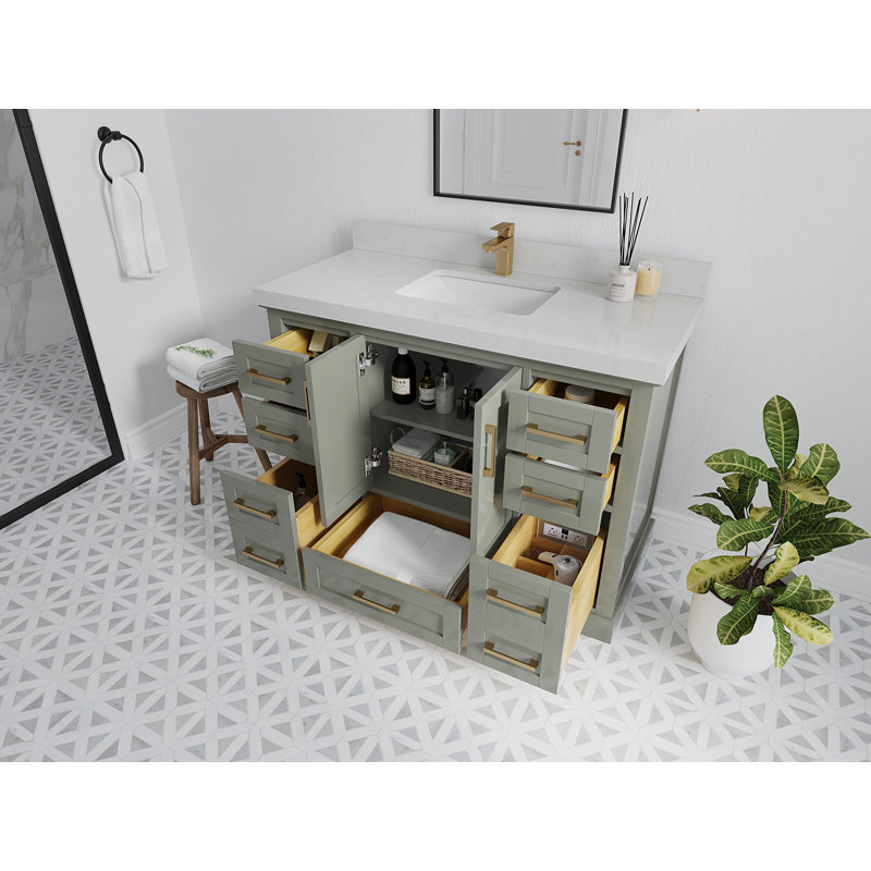 Esin 48'' Single Bathroom Vanity with Top, Empira White