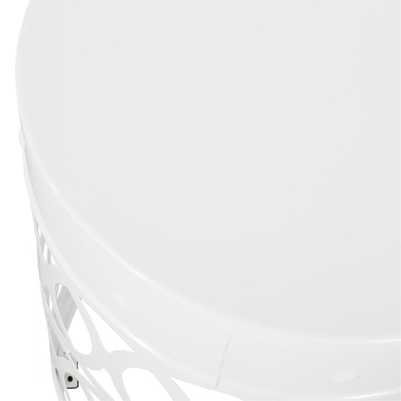 Outdoor Metal End Table -Large, White