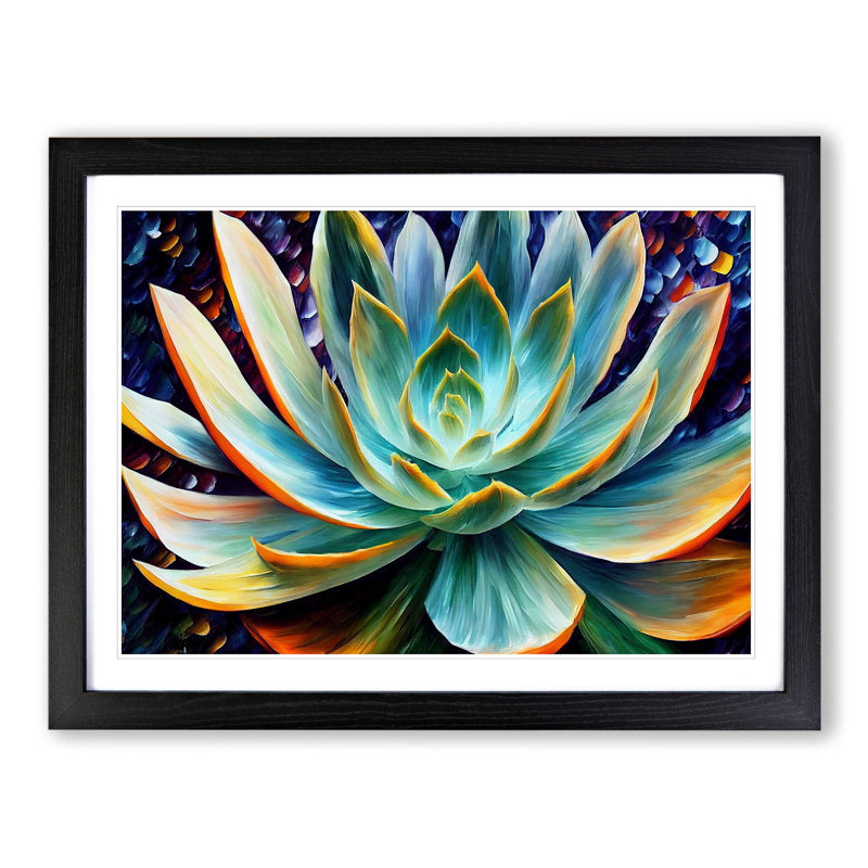 Succulent Plant Painting Vol.2 Abstract - Single Picture Frame Print, 46cm H x 64cm W x 2cm D, Black Framed