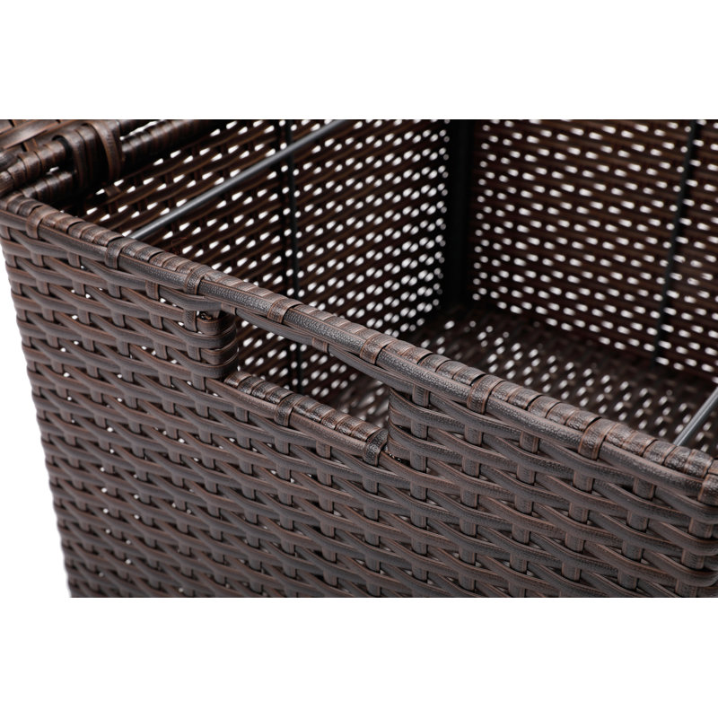 Espresso Wicker Rolling File Box with Bamboo Lid