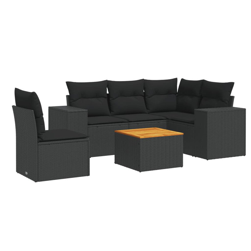  Ensemble de canapé de jardin noir, Noir, Noir