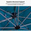 Parasol en porte-à-faux carré 10 pi avec base en terre, bleu turquoise-96664828