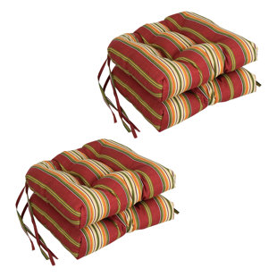 Blazing Needles 16-inch Outdoor Spun Polyester U-Shaped Tufted Chair Cushions (Set of 4)