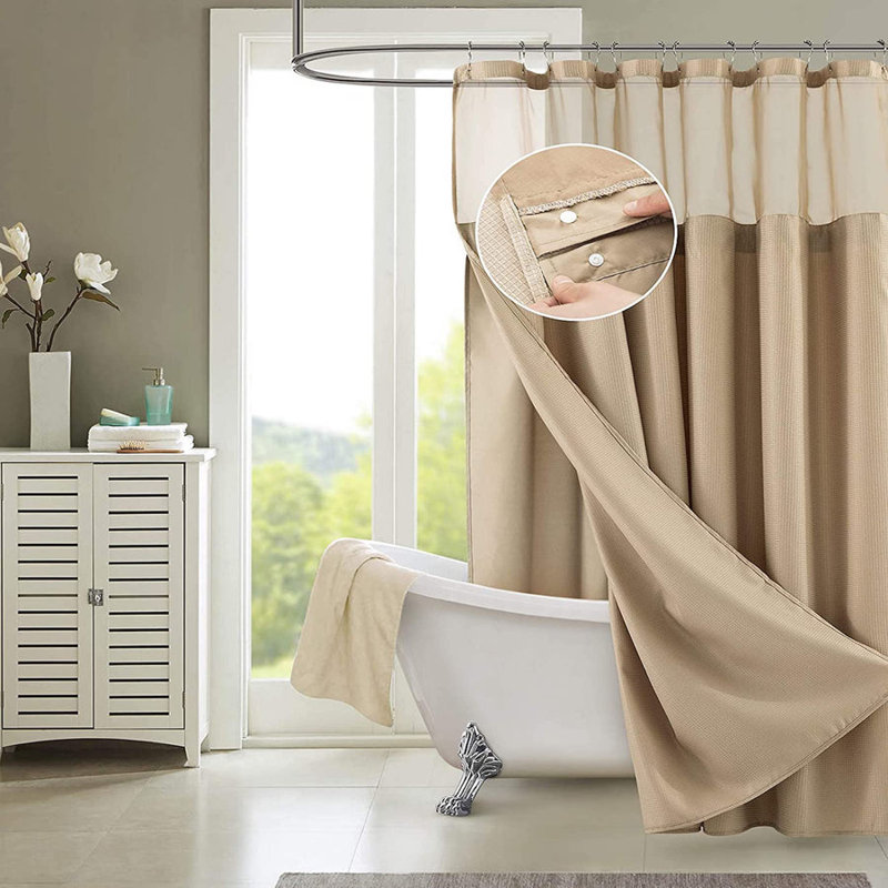 Rideau de douche Cassiani avec doublure inclus, Moka