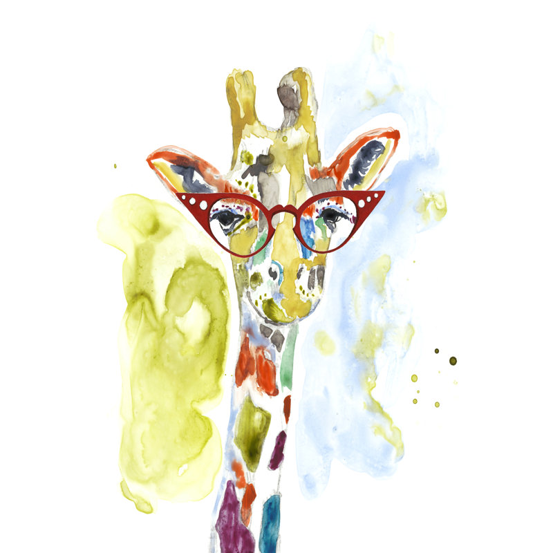 Smarty-Pants Giraffe by Jennifer Goldberger - Painting, 30cm H x 20cm W, Wrapped Canvas
