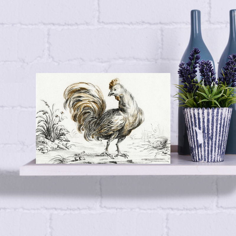 Art mural coq contemporain, H 18 po x l 12 po