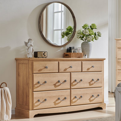 Fariah 54''W  Vintage 7 - Drawers Dresser Organizer, Wood Rustic Wide Chest of Drawers