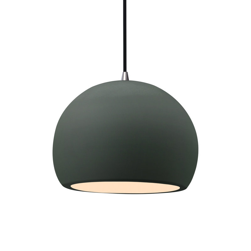 Luminaire suspendu à 1 lumière Aschwin, H 7,75 po x l 10 po x P 10 po, Étain, vert, Nickel brossé