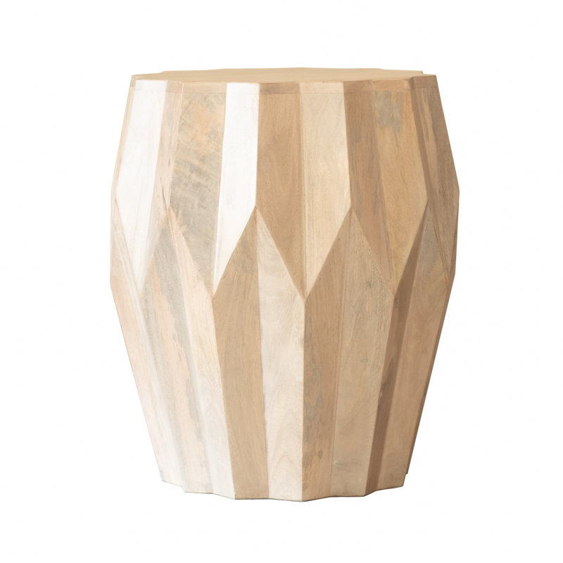 Table de bout en bois massif Azevedo, Blanc délavé