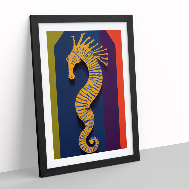 Seahorse - Single Picture Frame Painting, Black Framed, 34cm H x 25cm W x 2cm D