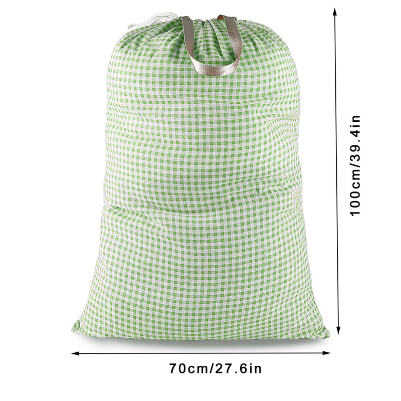 Sac de lavage en tissu, Vert carreauté