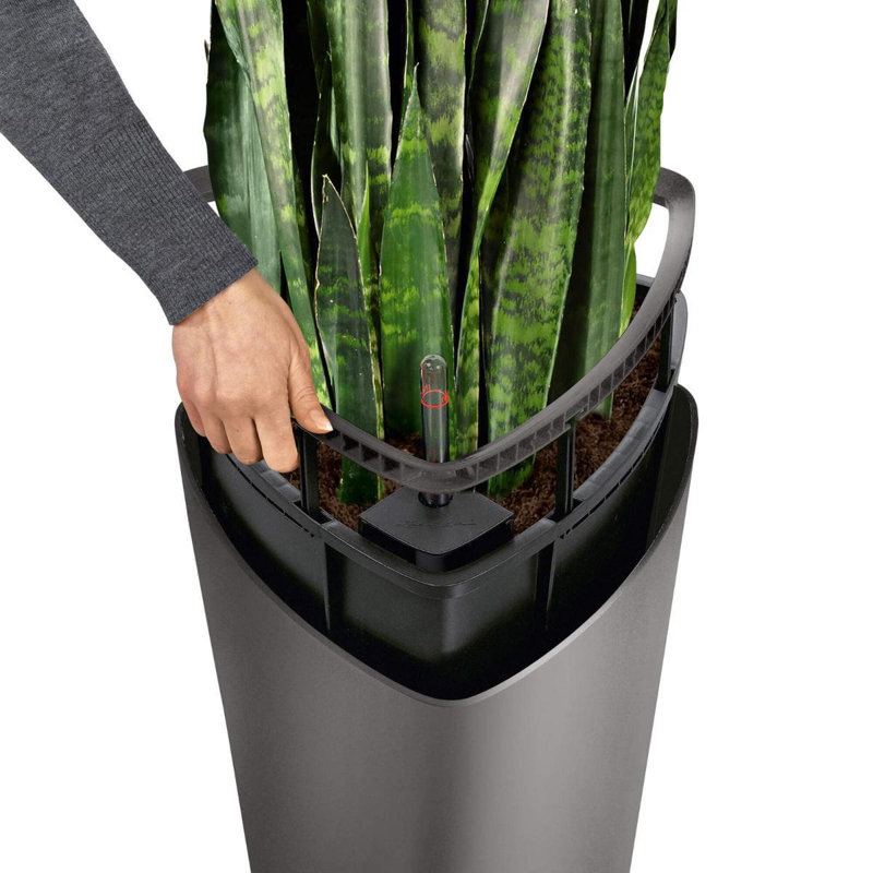 Delta Premium Pot Planter, Metallic Charcoal, 75cm H x 40cm W x 40cm D