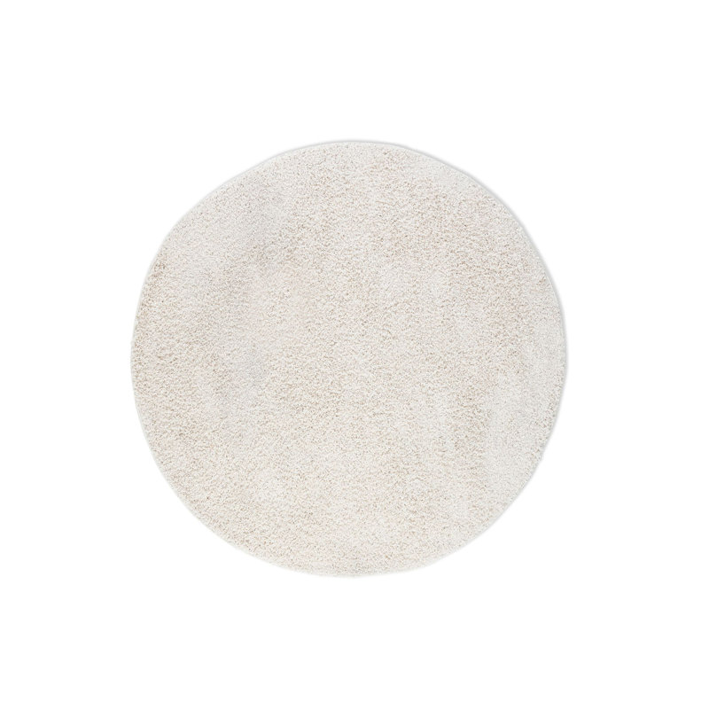 Solid Colour Machine Woven Cream Area Rug, Round 140cm