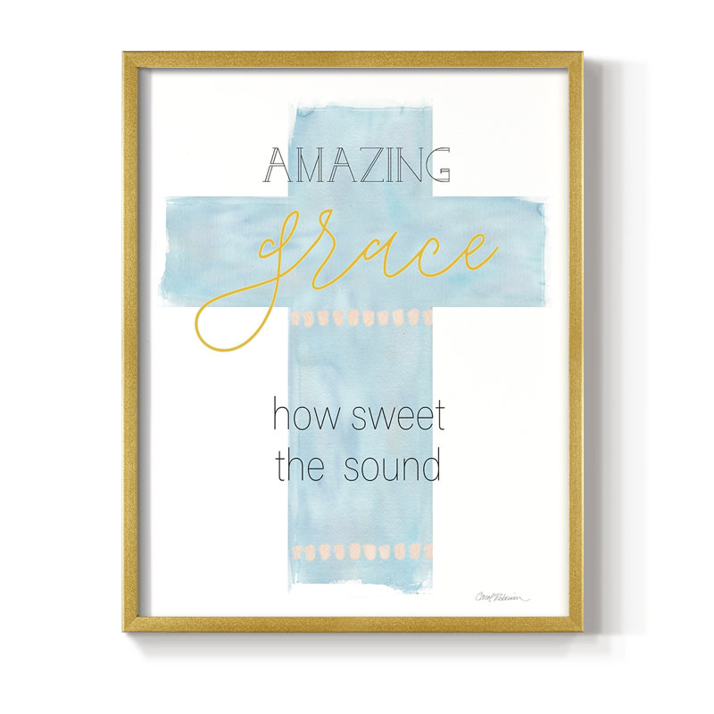 Impression encadrée «Amazing Grace» - bois massif, H 30 po x l 24 po, Or