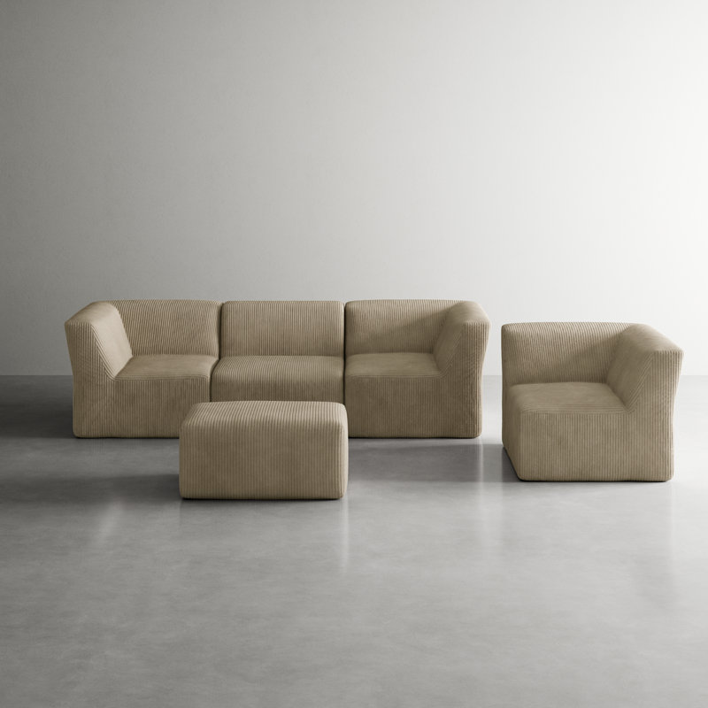 5 Seater Corduroy Seating Component, Khaki Corduroy