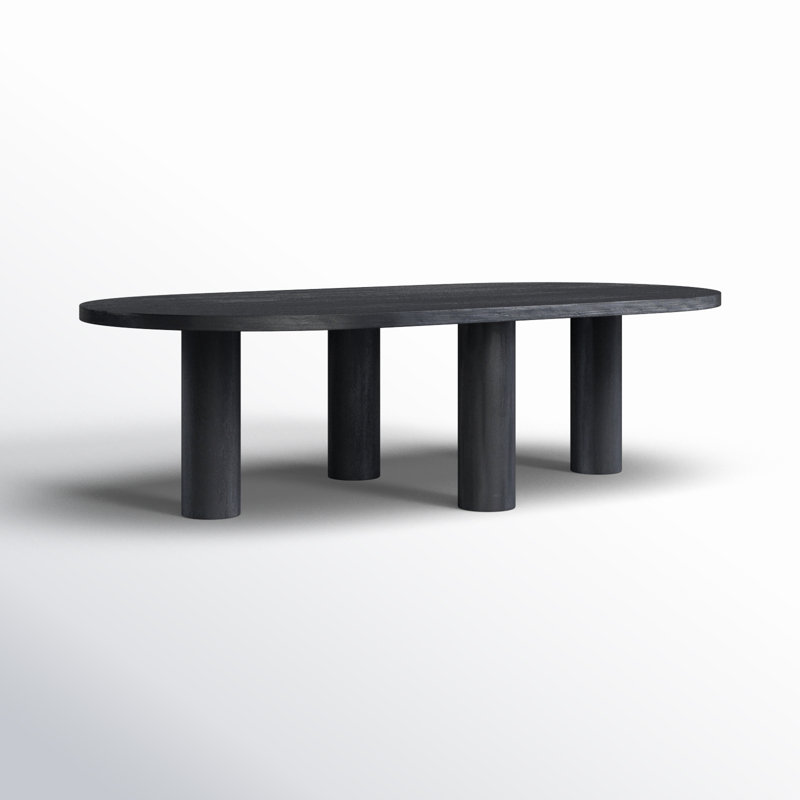 Table basse ovale en bois massif Toriano, Noir