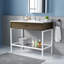 36" Bathroom Vanity With Resin Sink,Stainless Steel Frame With Tempered Glass Open Shelf-7578040