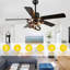 Ventilateur de plafond noir 52 po avec ensemble d'éclairage et télécommande, moteur à 6 vitesses CC, ventilateur de plafond réglable en forme de bricolage pour chambre à coucher, salon