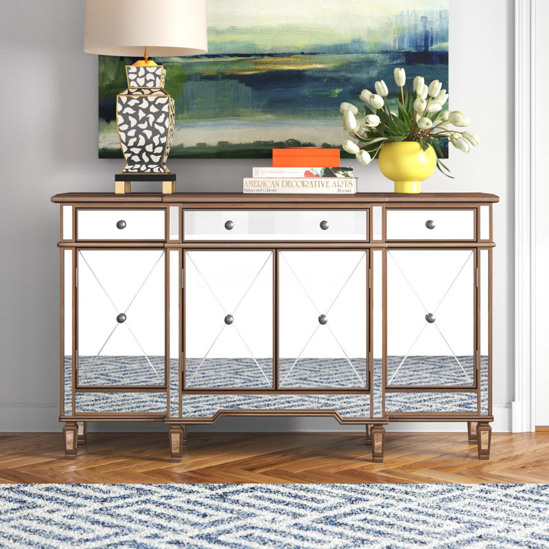 Caila 3 Drawer Sideboard, Gold, 36" H x 48" W x 14" D