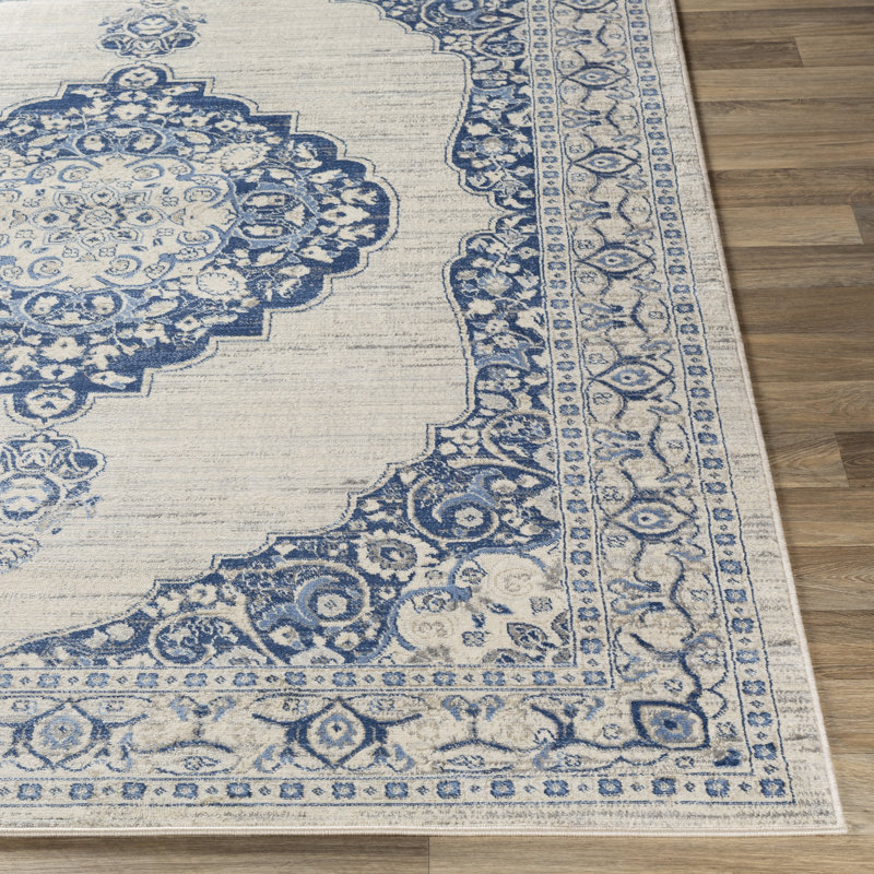 Tapis bleu / beige Swaney, Rectangle 5 pi 3 po x 7 pi 3 po