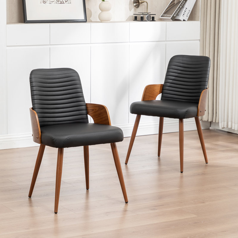 Carman Upholstered Dining Chair, Faux Leather Black
