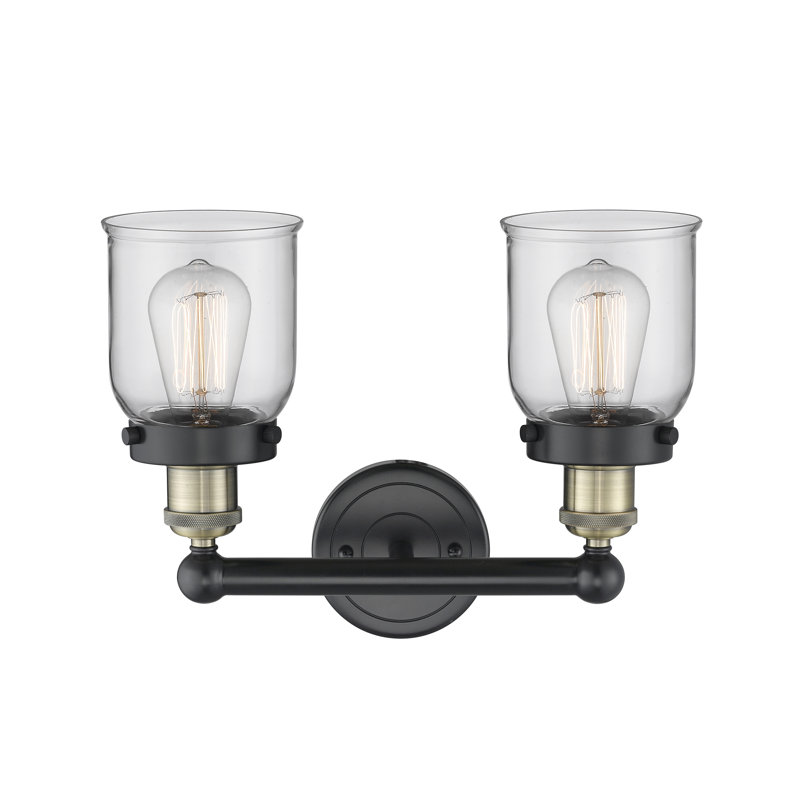 Éclairage pour meuble-lavabo à 2 lumières à intensité variable Corralitos, Transparent, Laiton antique noir