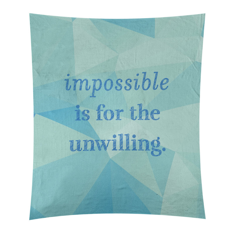 Tapisserie quote-en polyester en faux gemme, H 60 po x l 51 po, Bleu zircon