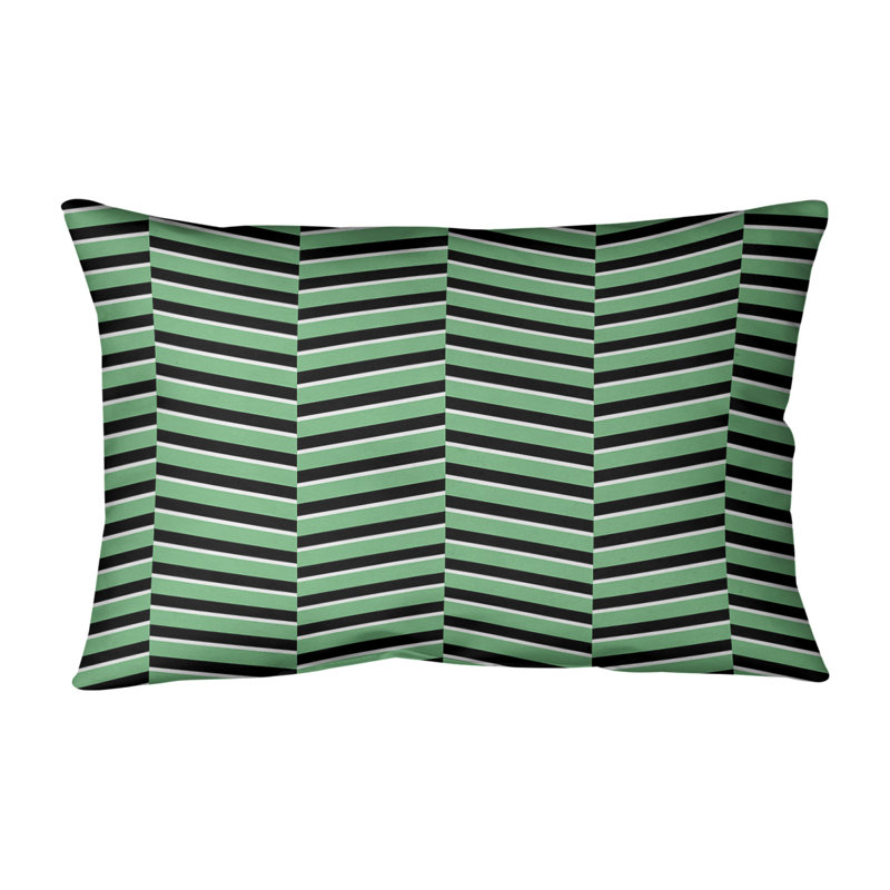 Coussin lombaire à rayures fracturées, H 14 po x l 20 po, Polyester / Bourre en polyester, Vert