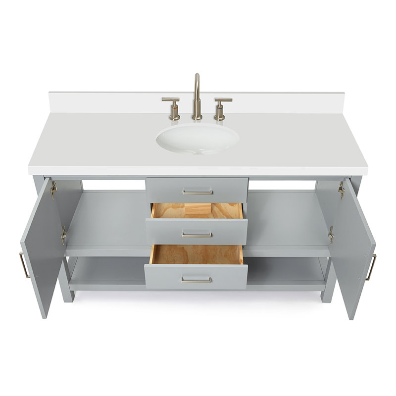 Ensemble de meuble-lavabo simple l 61 po Abby, gris