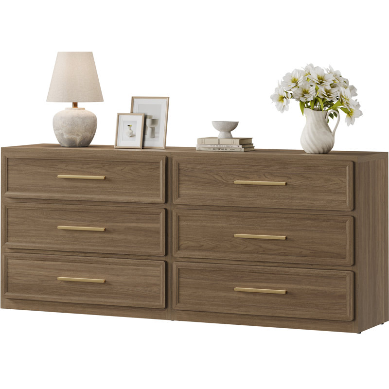 Table de chevet 3 tiroirs Cesiro Accent, Ensemble de 2, Brun