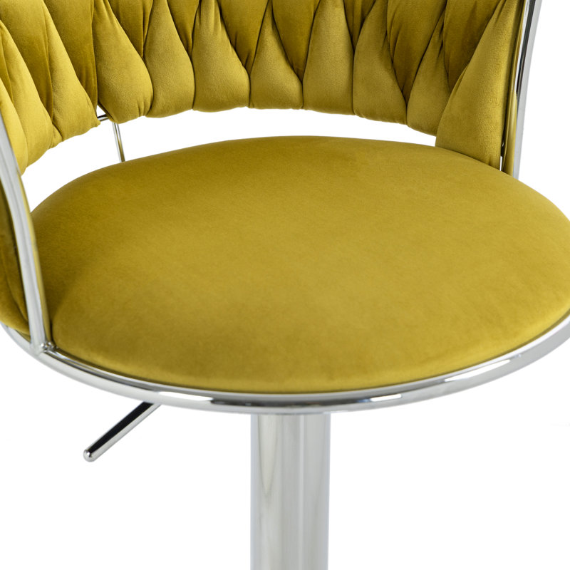 Christal Height Adjustable Swivel Bar Stool, Olive Drab, Silver