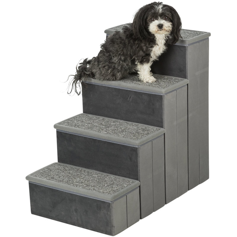 TRIXIE Pawsome Ascent Foldable 4-Step Pet Stairs with Storage, Collapsible, Storage Compartments for Toys