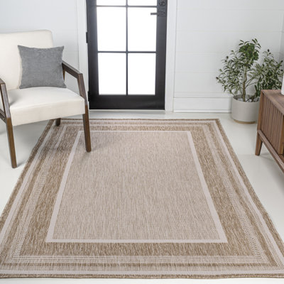 Kaliee Classic Casual Border Stripe Beige/Cream Indoor/Outdoor Rug